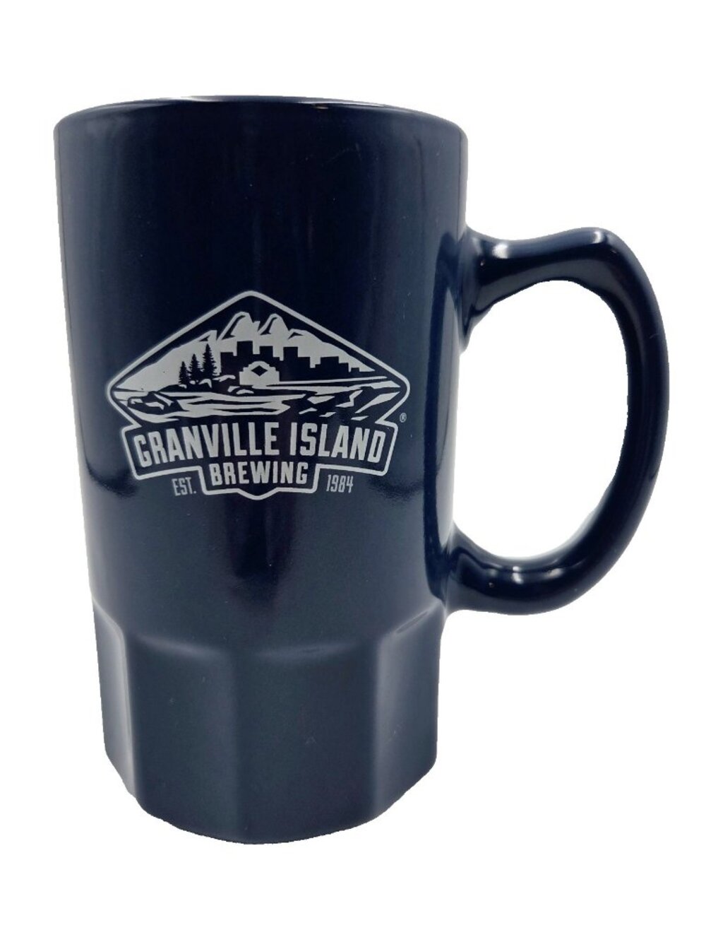 Granville Island Brewing Beer Mug Stein Vancouver Ceramic 16oz Cup Blue Logo Rea